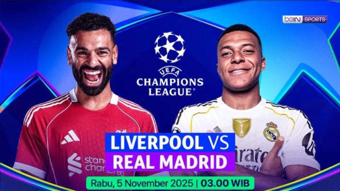 Tak Live SCTV, Link Streaming TV Online Liverpool vs Real Madrid di Liga Champions Main Malam Ini