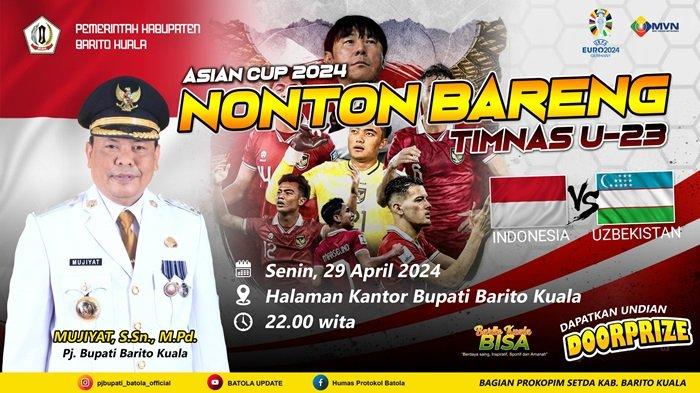 Disiapkan Doorprize, Nonton Bareng Timnas U23 di Pemkab Batola di Halaman Kantor Bupati