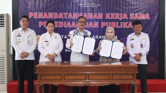 Kakanwil Kemenkumham Kalsel Teken Kerjasama dengan Sejumlah Media dan Diskominfotik