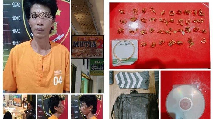 Pencuri di Pasar Los Batu HSS Beraksi saat Pemilik Menyusun Emas di Etalase, 77,19 Gram Jadi Bukti