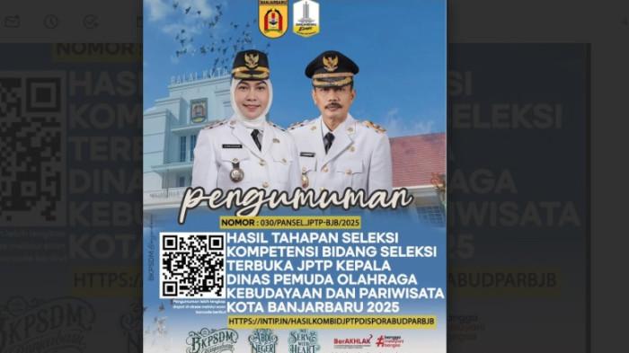 BKPSDM Umumkan 5 Kandidat Hasil Seleksi Sementara Kepala Disporabudpar Banjarbaru, Cek Daftarnya