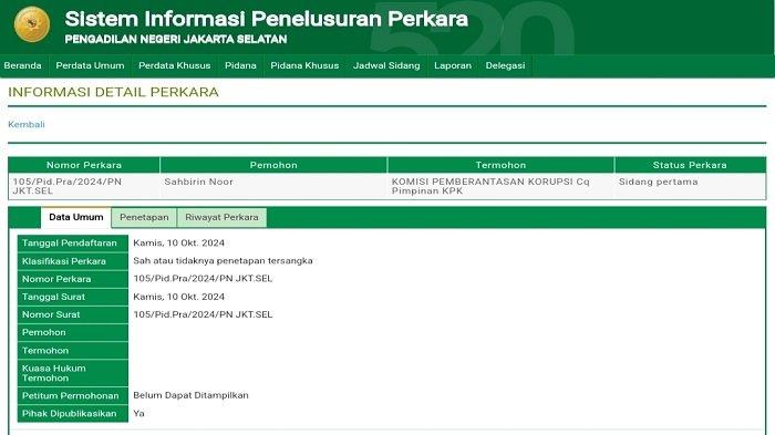 Ditetapkan KPK Sebagai Tersangka, Gubernur Kalsel Sahbirin Noor Ajukan Praperadilan di PN Jaksel