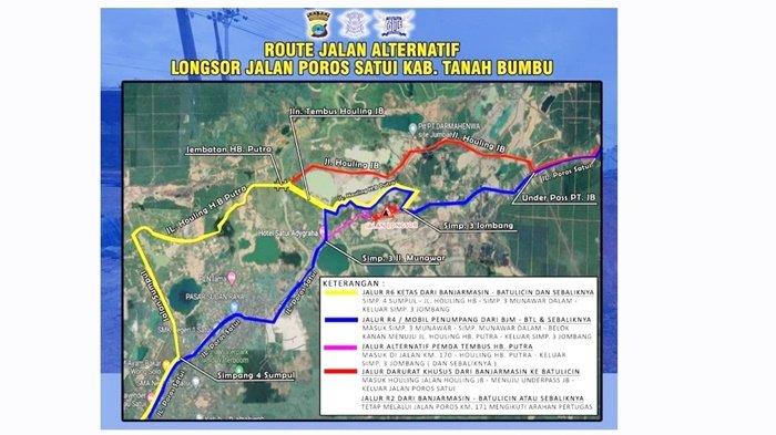 Longsor di Satui Kabupaten Tanbu Kalsel, Kendaraan yang Bisa Melintas di Jalur Alternatif