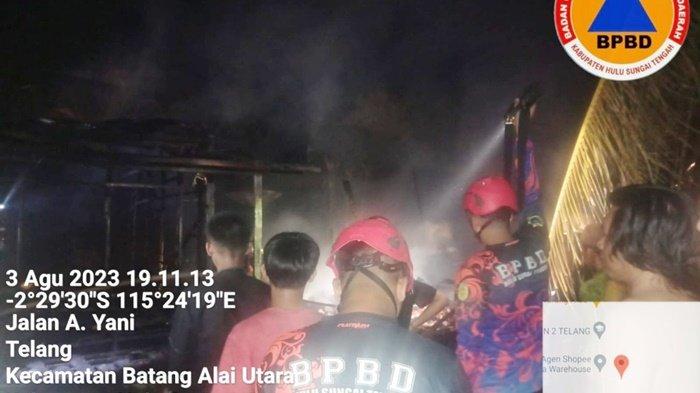 Kebakaran Gegerkan Warga Telang Kabupaten Hulu Sungai Tengah Kalsel, 3 Rumah Ludes