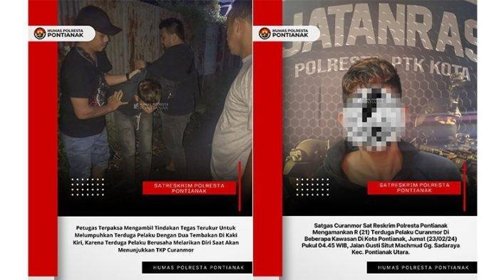 Berupaya Kabur, Dalang Pencurian Motor di Pontianak Dihadiahi Timah Panas di Kaki Kiri