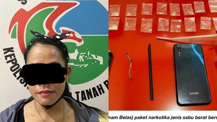 Digerebek di Desa Gunung Besar Tanbu, Perempuan 33 Tahun INi Terbukti Simpan 16 Paket Sabu