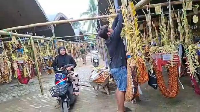 SEMARAK-Suasana Desa Banua Halat Kiri, Kecamatan Tapin Utara, Kabupaten Tapin, Jumat (5_9_2025) tampak semarak. Wisata Kalsel: Tradisi Baayun Maulid Tapin Jadi Wisata Religi, Ribuan Ayunan Terpajang.