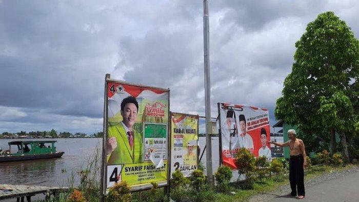 APK Caleg dan Capres No 2 Dekat Dermaga Pasar Wangkang Batola Dirusak, Pelaku Tak Dikenal Warga