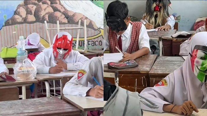 Viral Taktik Guru di Surabaya Wajibkan Murid Pakai Topeng saat Ujian, Demi Hindari Saling Contek