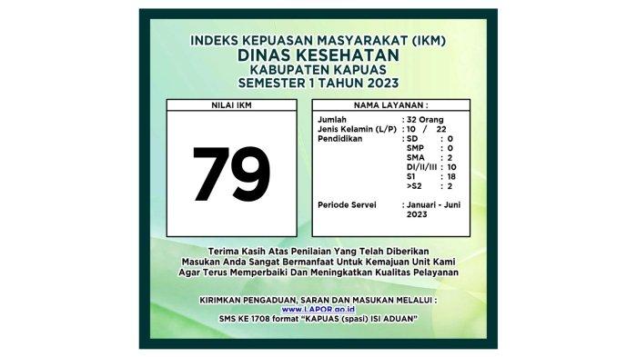 Hasil Survei Kepuasan Masyarakat Dinkes Kabupaten Kapuas Semester I Tahun 2023, Menerima Layanan