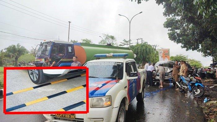 Antisipasi Kecelakaan Dekat Kantor Bupati Tanah Bumbu, Dishub Pasang Pita Penggaduh