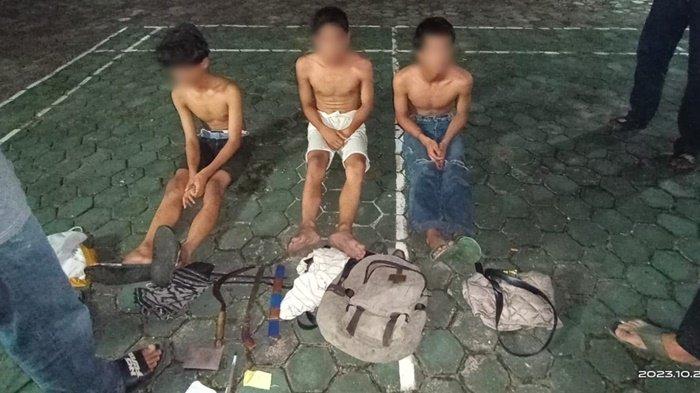 Diciduk di Jalan Zafri Zam-zam, Tiga Remaja di Banjarmasin Ini Tepergok Bawa Celurit dan Parang