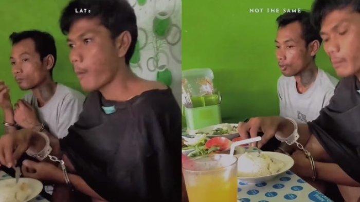 Viral Momen Dua Tahanan Diajak Makan Enak Oleh Polisi di Bangka Belitung, Kondisi Tangan Diborgol
