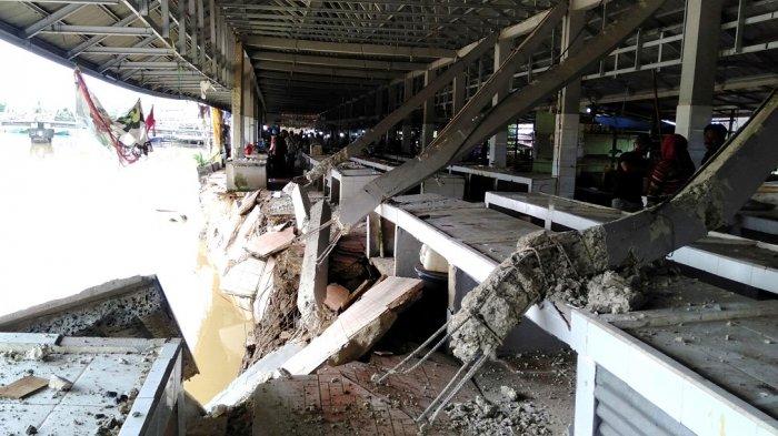 Pasar Ikan Pagatan Tanahbumbu Roboh, Warga Takut Masuk ke Bangunan Pasar