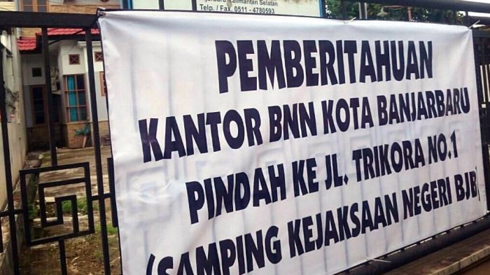 Ingat, Kantor BNNK Banjarbaru Sudah Pindah ke Trikora