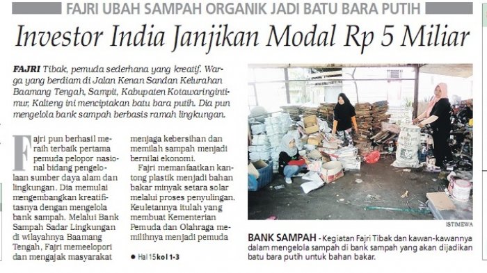 Kreativitas Pemuda Sampit Ini Menyelamatkan Lingkungan dari Limbah Plastik