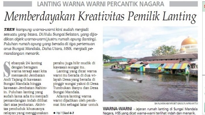 Lanting Warna Warni di Sungai Mandala Ini Bagaikan Pelangi di Lihat dari Atas Jembatan