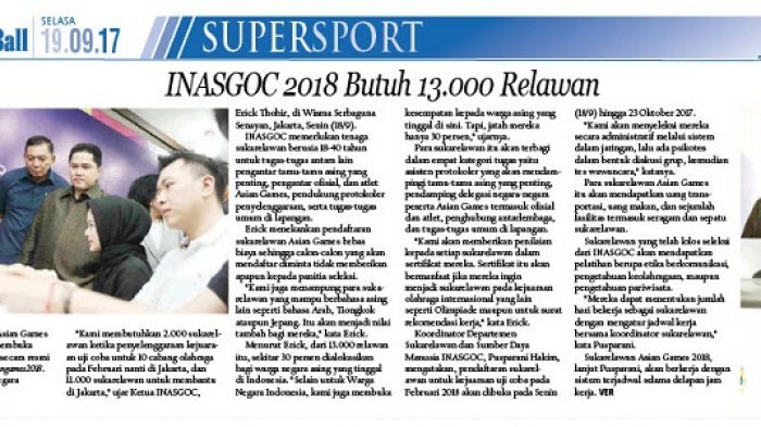 Kesempatan Ketemu Atlet Ganteng! Panitia Asian Games 2018 Butuh 13.000 Relawan