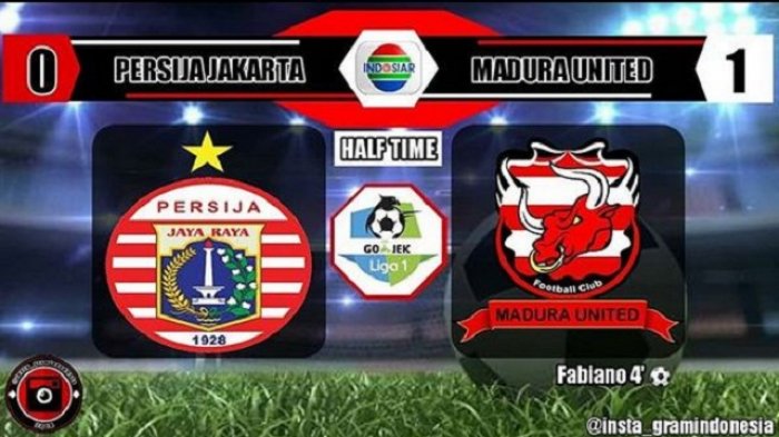 Hasil Persija Jakarta vs Madura United : Skor Babak Pertama 1-0, Berkat Gol Penalti Fabiano