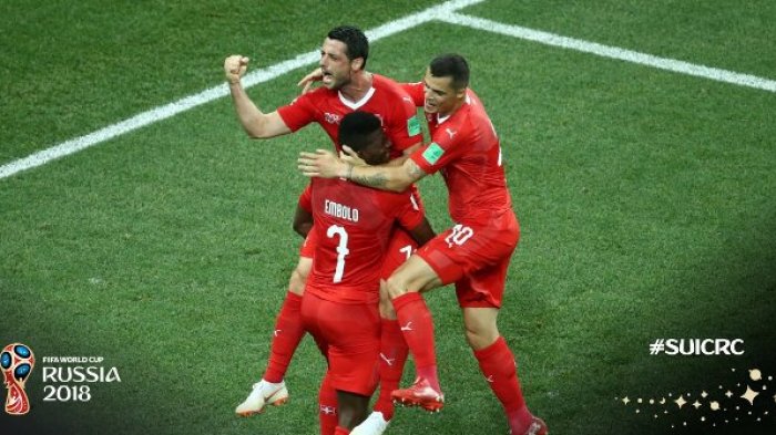 Hasil Swiss vs Kosta Rika di Grup E Piala Dunia 2018 - Skor Babak Pertama 1-0, Gol Blerim Dzemaili