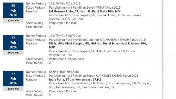 Senin, MK Gelar Sidang Gugatan Willy-Wahyudi Terkait Pilgub Kalteng