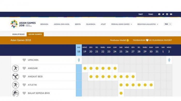 Jadwal Lengkap Pertandingan Atlet Indonesia di Asian Games 2018 Hari Ini