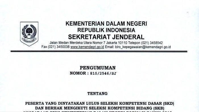 LINK Pengumuman Hasil SKD CPNS 2019 Kemendagri, SKD Kemendagri: 7.486 Dinyatakan Lolos