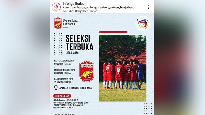 Songsong Liga 3 2020, Peseban Banjarmasin Gelar Seleksi Terbuka