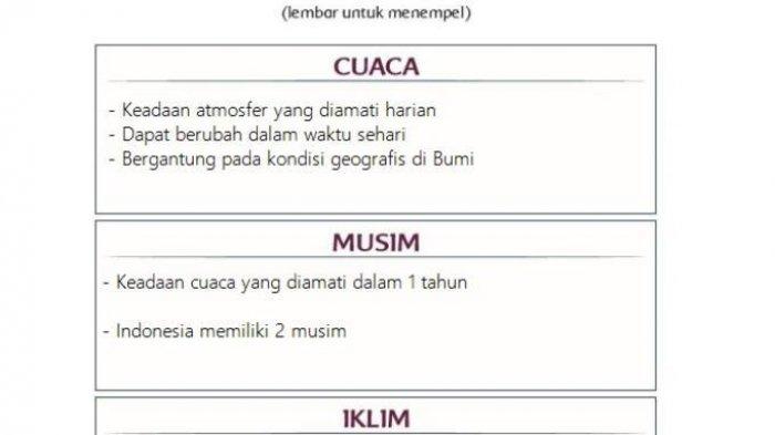 KUNCI JAWABAN Tema 5 Kelas 3 SD Halaman 218 - 217 Subtema 4 Pembelajaran 6 Cuaca, Musim, dan Iklim