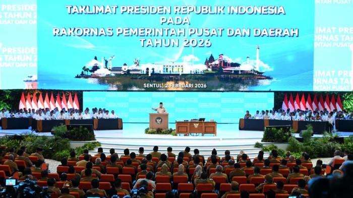 RAKORNAS- Gubernur Kalsel Muhidin dan Wagub Hasnuryadi Sulaiman menghadiri Rapat Koordinasi Nasional (Rakornas) Pemerintah Pusat dan Daerah Tahun 2026 di Sentul International Convention Centre (SICC), Bogor, Jawa Barat, Senin (2/2/2026).