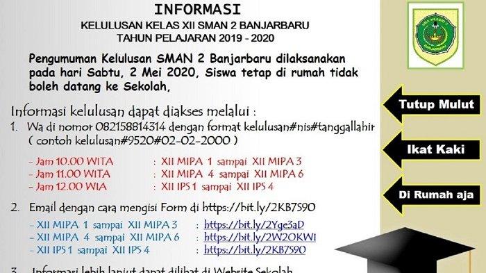 Siswa Smada Banjarbaru Dilarang Datang ke Sekolah, Info Kelulusan Secara Online dengan Cara Ini