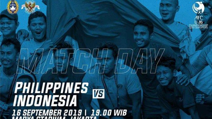 Harga Tiket & jadwal Timnas U-16 Indonesia vs Filipina di Kualifikasi Piala Asia Live RCTI & Mola TV
