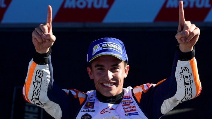 Asal Finis, Marc Marquez Nyaris Terjatuh di Lap Ke-23 Moto GP Valencia