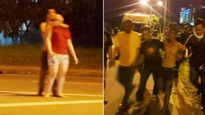 Nekat! Pria Ini Sandera Perempuan di Pinggir Jalan sambil Todongkan Pisau di Leher