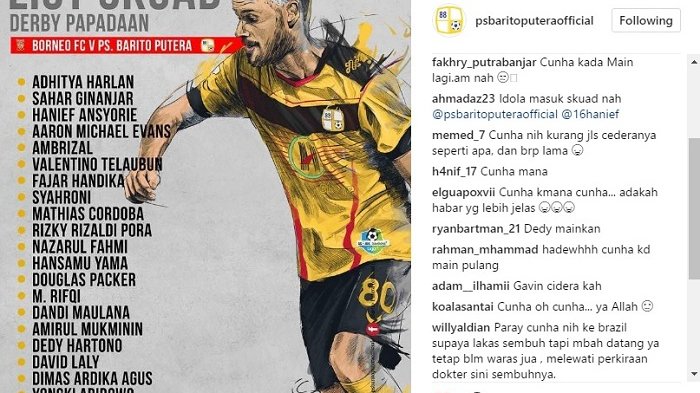 Waduh, Cunha Kembali Tidak Masuk Daftar Skuat Saat Melawan Borneo FC, Kenapa Ya?