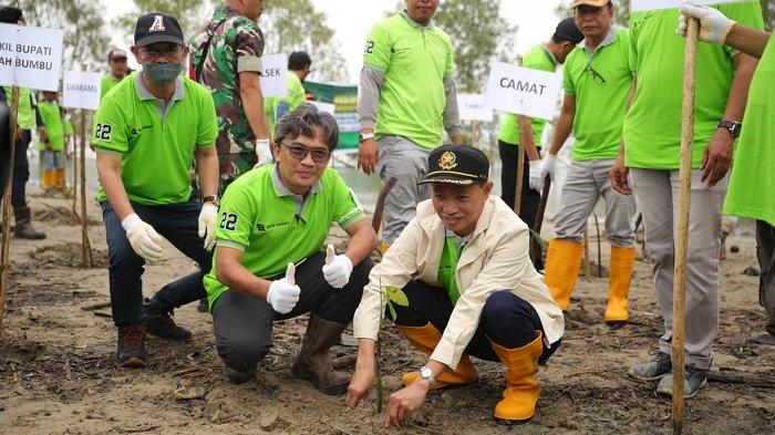 Peringati Hari Lingkungan Hidup Sedunia, Pemkab Tanbu Tanam Ribuan Mangrove di Desa Sungai Dua Laut