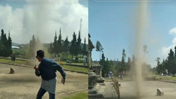 Viral Aksi Warga Selfie Berlatarkan Angin Puting Beliung di Candi Dieng, Bak Tak Kenal Takut