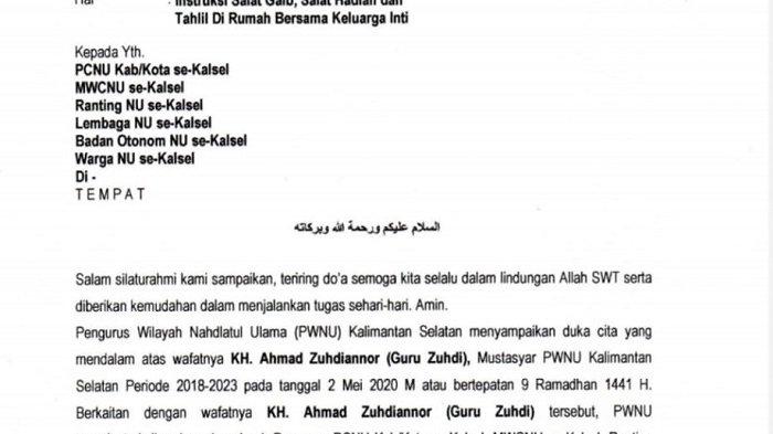 PWNU Kalsel Instruksikan Salat Gaib, Warga NU Diimbau Salat di Rumah Masing-masing