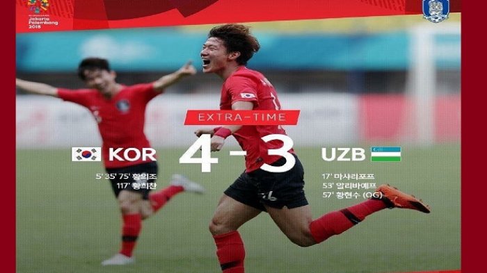 Hasil Sepak Bola Asian Games 2018 Korea Selatan vs Uzbekistan, Son Heung Min cs Melaju ke Semifinal