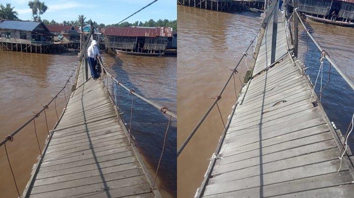 Jembatan Rusak Diterjang Gelombang Pasang Air Laut, Begini Pelajar di Aluhaluh Berjuang ke Sekolah
