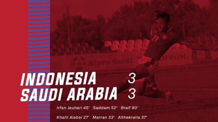Hasil & Cuplikan Gol Timnas U-19 Indonesia vs Arab Saudi, Skor Akhir 3-3, Comeback Manis Witan Cs