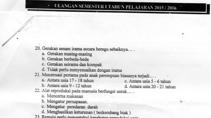 Soal Ulangan Semester Berbau Pornografi, Dinas Pendidikan Minta Maaf