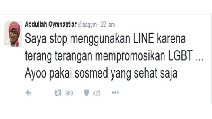 Aa Gym Langsung Copot Aplikasi LINE, Karena Ada Stiker LGBT