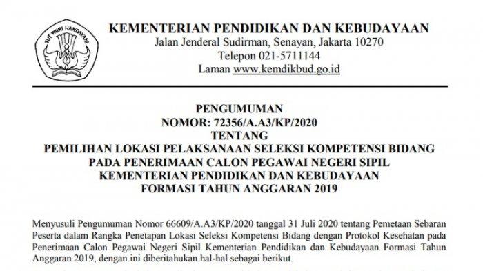JADWAL dan Ketentuan SKB CPNS 2019 Kemendikbud, Login di https://skb-cpns.kemdikbud.go.id/