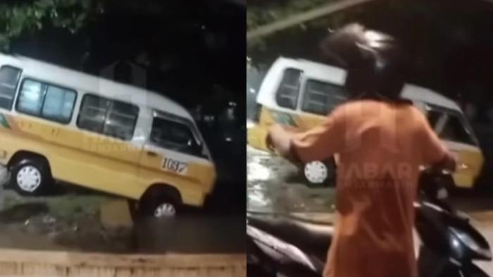 Insiden Taksi Kuning Nyaris Tercebur ke Sungai di Banjarmasin, Dipicu Hujan Deras