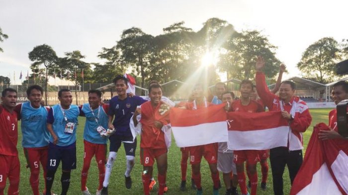 Bantai Thailand 3-0, CP Football Indonesia Raih Trofi Juara ASEAN Para Games 2017