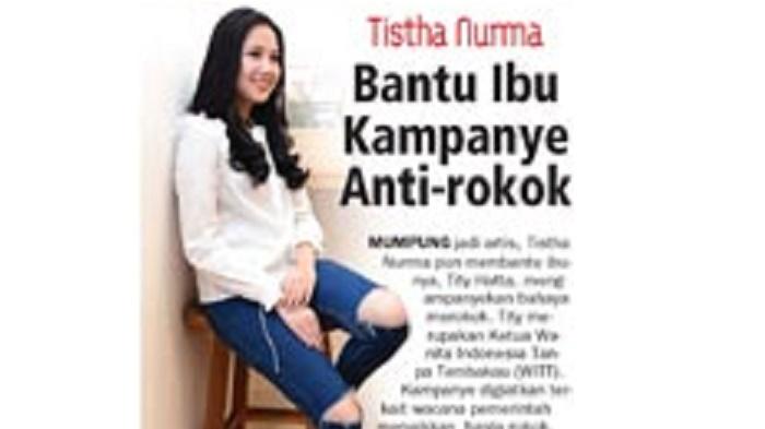 Tistha Nurma Bantu sang Ibu Kampanye Antirokok