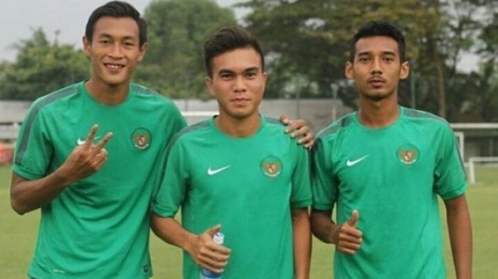 Hansamu Yama, Paulo Sitanggang dan Nazar Nurzaidin di pelatihan timnas Indonesia.