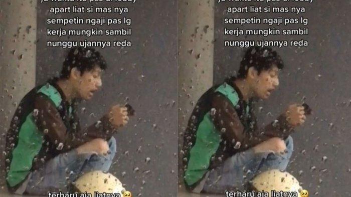 VIRAL, Pengemudi Ojek Online Mengaji Saat Berteduh dari Hujan