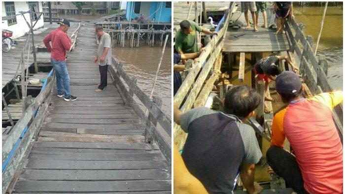 Lantai Jembatan Sungai Parigi Kelurahan Mantuil Lapuk, Warga Minta Perbaikan